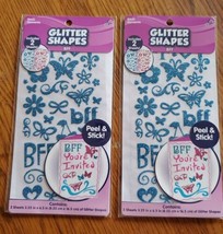 glitter shapes peel n Stick blue &amp; pink  bff invite themed new lot of 2  - $5.94