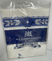 The Royal Collection Tea Towel Windsor Castle Her Majesty’s Dinner Blue White - £18.47 GBP