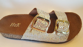 H2K Karen Glitter Gold Fashion Slides Flip Flops Sandals Bling Adjustabl... - $27.99