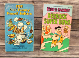 Fred &amp; Barney Bedrock Super Bowl 1980 &amp; 1983 101 Fast Funny Food Jokes Books VTG - £14.46 GBP