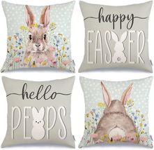 NEW Happy Easter Hello Peeps Bunnies Decorative Pillow Covers 18 in. set... - £7.69 GBP