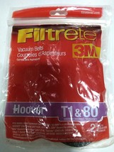 2-Pack NEW 3M Filtrete Hoover T1 &amp; 80 Vacuum Belts for Upright Vaccuums 64181 - £5.10 GBP