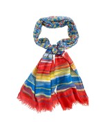 DY Light Floral Long Flowers Stripes Red Yellow Blue 72x31in Polyester S... - £14.84 GBP