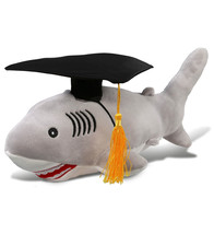 Grey Shark Graduation Plush Toy Stuffed Animal Dress Up, 12 Inch - £30.80 GBP