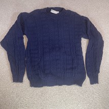 Sequel LTD Vintage 80s 90s Crew Neck Knit Sweater Mens Medium Navy Blue - £24.03 GBP