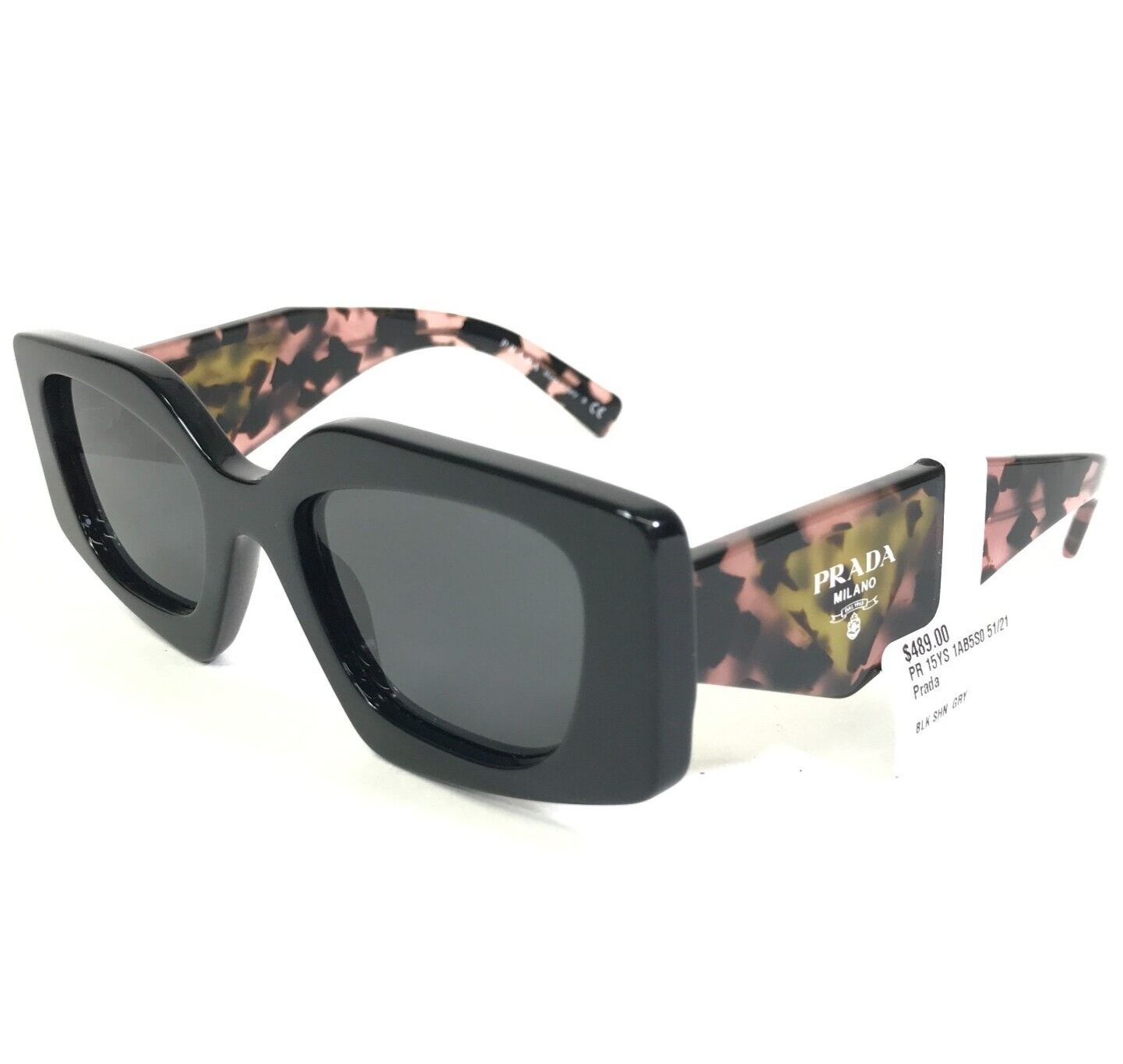 Primary image for PRADA Sunglasses SPR 15Y 1AB-5S0 Polygon Thick Rim Frames Pink Brown Tortoise