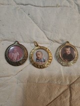 Goldtone Baby Picture Photo Charms  1&quot;   Vintage Lot of 3 - $26.01 CAD