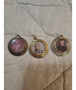 Goldtone Baby Picture Photo Charms  1&quot;   Vintage Lot of 3 - $25.79 CAD