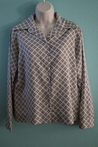 Vintage LAURA MAE Long Sleeve Buttons Down White Brown Shirt Blouse Size M (NWOT - £19.69 GBP