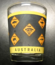 Australia Shot Glass Gray Wrap with Diamond Shaped Warning Signs on Clea... - £5.45 GBP