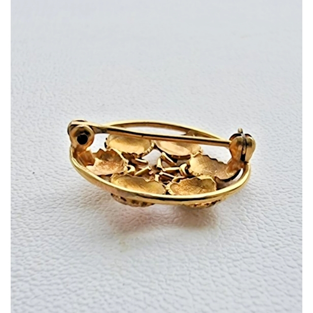 BLACK HILLS 10K YELLOW AND ROSE  and GREEN GOLD FLOWER LEAVES BROOCH PIN AT Item image 5