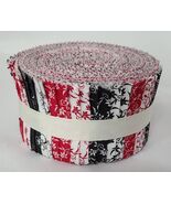 Jelly Roll Black Red White Floral Small Scale Roll Up Cotton Precuts M49... - $39.97