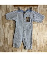 Vintage Little Levis Blue White Stripe Baby Boy Romper Jumpsuit Size 12 Months - $1,377.42 MXN