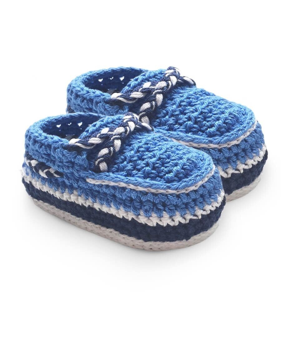 Jefferies Socks Baby Boys Hand Crochet Deck Shoe Bootie 1 Pair Pack Item image 3