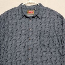 Wrangler Hero Mens Western Shirt Size 2XLT Button Up Gray Paisley Long S... - $28.87