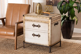 Lorand White Canvas 2-Drawer End Table Trunk - $300.00