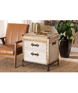 Lorand White Canvas 2-Drawer End Table Trunk - $5,522.26 MXN