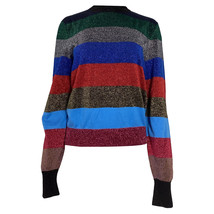 Victoria Beckham Metallic Striped Rib-Knit Sweater In Cotton Women Multi... - £124.13 GBP