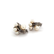 Mikimoto Estate Akoya Pearl Earrings Sterling Silver 5.75 mm 4.5 Grams M253 - £240.34 GBP