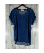 Cloth & Stone Womens Denim Tunic Size Medium Tencel High Low Hem Medium Blue - $25.69