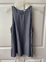 Old Navy Loose Fit Tank top  Womens Size M  Gray White Vertical Striped - £7.10 GBP