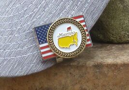 USA Flag Hat Clip with The Masters Black Trim Ball Marker/ PRG Clip - $16.58