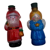 Vintage Glass Christmas Light Covers Santa Claus and Angel Avon Figures 1980s - £13.30 GBP