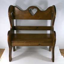 Solid Wooden Doll Bench With Hearts 11&quot; Wide x 23&quot; Tall x 19.5&quot; Long - £39.95 GBP