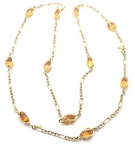 David Yurman 18k Yellow Gold Citrine Figaro Link 40&quot; Long Chain Necklace - £6,236.11 GBP
