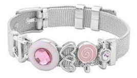 New Metal Mesh Pink Stone Charm Bracelet - $9.90