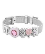 New Metal Mesh Pink Stone Charm Bracelet - £7.74 GBP