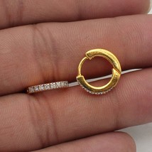 Indian 22k Yellow Solid Gold hoop bali Earring , Natural Diamond Earrings, Handm - £570.52 GBP