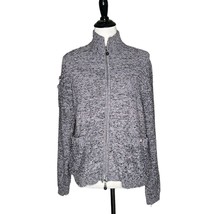 Jamie Sadock Womens Textured Full Zip Sweater Purple Knit Mock Neck Size L - €24,61 EUR