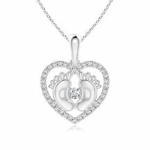 ANGARA Diamond Heart &amp; Baby Feet Pendant Necklace in 14K Gold (GVS2, 0.25 Ctw) - £757.98 GBP