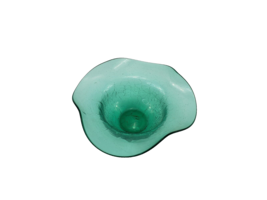 Vintage Art Glass Green Crackle Bowl Candy Dish - £17.90 GBP