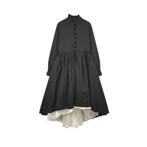 QWEEK ita Black Dress Women Preppy Style Sweet Vintage Kawaii Long Sleeve Dresse - £58.82 GBP