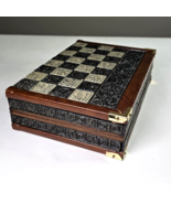 Medieval Skull Busts Gothic Stone Mayan Or Aztec Inspired Chess &amp; Backga... - $820.62 CAD
