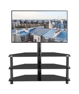 Black Multi-function TV Stand Height Adjustable Bracket Swivel 3-Tier  - £163.57 GBP