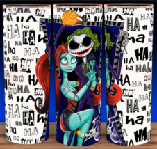 Jack &amp; Sally Joker &amp; Harley Quinn Nightmare Mug Cup Tumbler 20oz with lid - £15.25 GBP