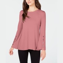 Alfani Womens Button Sleeve Pullover Blouse, Pink, Medium - £63.12 GBP