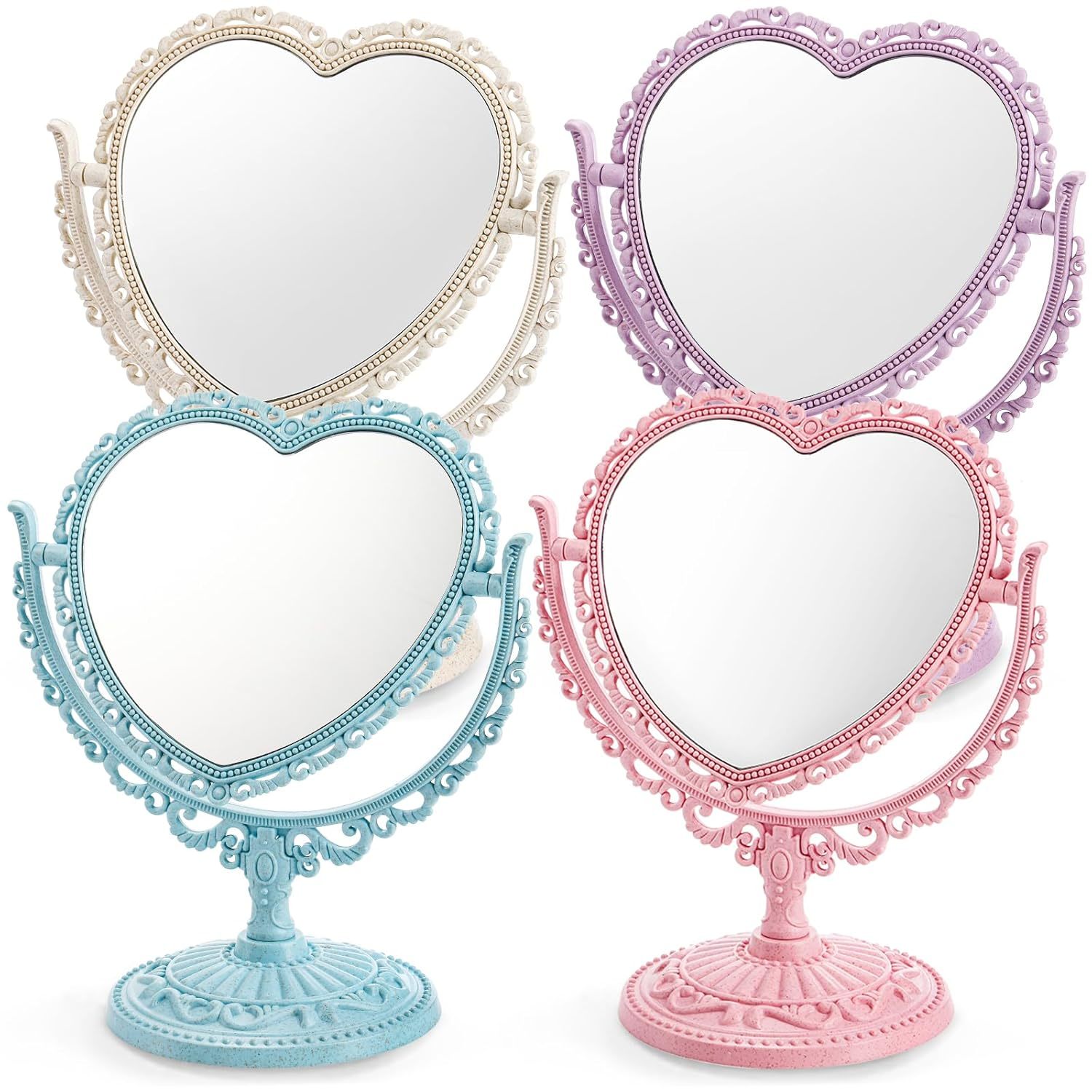 4 Pack Vintage Vanity Mirror, Dresser Mirror With Stand For Makeup, Girl, Women,