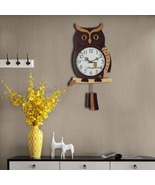 Owl wood digital wall clock, Large modern silent glass clock for living room - $155.00