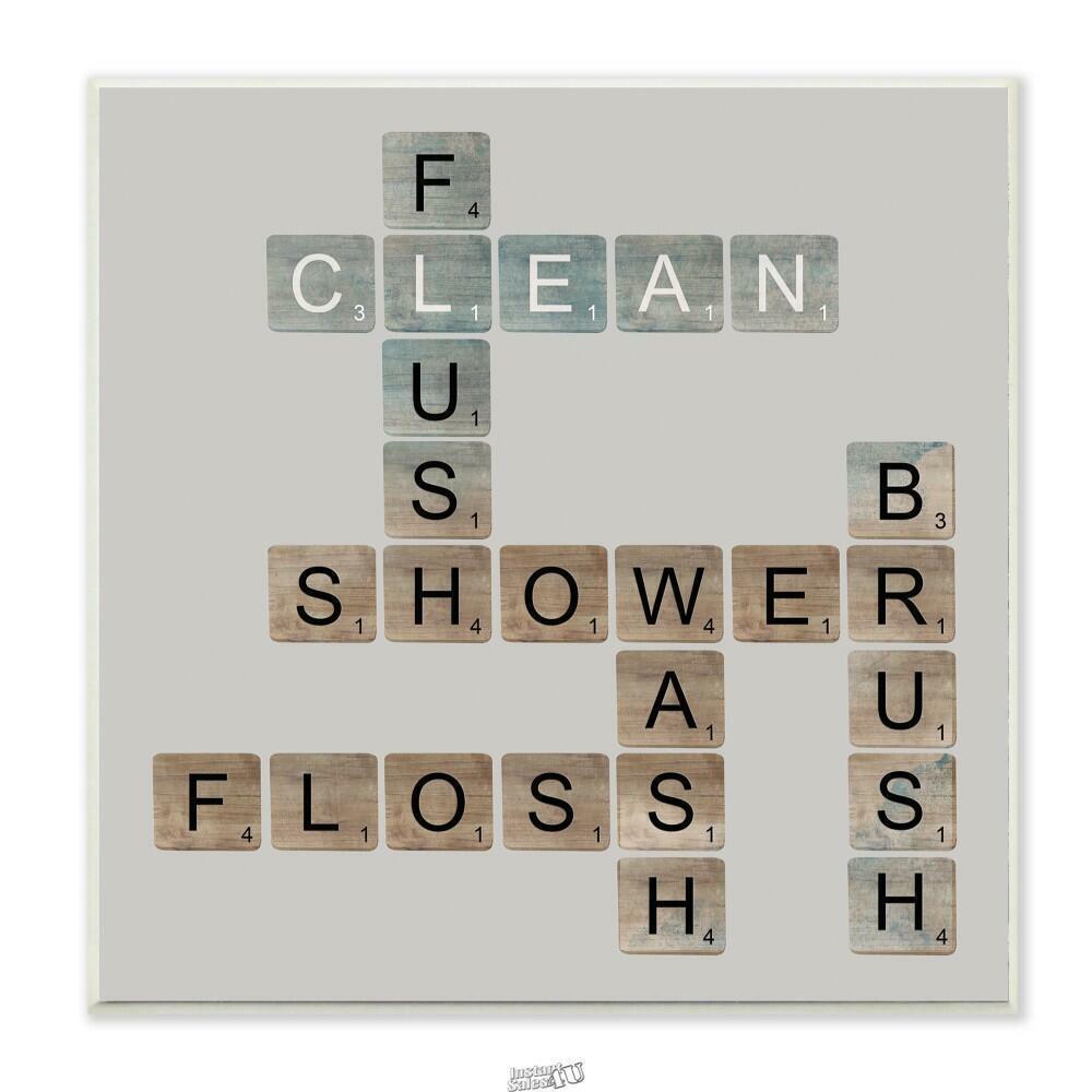Primary image for 12 in. x 12 in. "Scrabble Bathroom Illustration" by Longfellow Designs Printed W