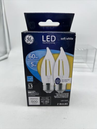 Primary image for GE Dimmable Soft White 60W LED Clear Bent Tip Decorative CAM Bulbs COMBINESHIP