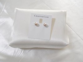 Charter Club Silver-Tone 8mm Simulated Platinum Pearl Stud Earrings D146 - $9.59