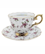 Napco National Potteries Co Lusterware Japan Gold Trim Floral Teacup &amp; S... - $10.88