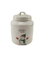 Rae Dunn MERRY SNOWMAN Cookie Jar Canister Artisan Collection by Magenta - $308.45 MXN