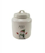 Rae Dunn MERRY SNOWMAN Cookie Jar Canister Artisan Collection by Magenta - $16.81