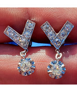 Earth mined Diamond Art Deco Statement Earrings Antique Platinum Dangles... - €5.605,94 EUR