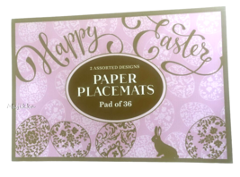 Easter Paper Placemats 16 x 11&quot;Two Styles Bunny Gold Eggs Purple Pad of 36 - £20.03 GBP